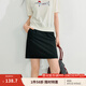 茵曼半身裙女格雷系百褶學(xué)院風(fēng)2025春女裝新款A(yù)字顯瘦高級感短裙 午夜黑 L