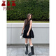 萬欣兒韓系赫本風純色花苞蓬蓬短裙夏季新款小個子修身顯瘦背心連衣裙女 黑色 M 建議95-105斤