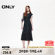 ONLY2025春季新款復古做舊水洗彈力修身長裙連衣裙女|125161018 H1Z黑色 M
