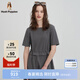 Hush Puppies【氣質(zhì)典雅】暇步士女裝2025夏季新款圓領(lǐng)純色合體連衣裙 霜灰色 L