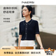 娜爾思（NAERSI）新款商場同款上衣POLO領五分袖毛針織衫修身毛衫女 暗青紫色 2XL