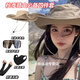 戎美丹尼登山帽+面罩+眼鏡戶外百搭套裝女秋季遮陽帽帽大帽檐漁夫帽透氣 卡其色四件套【帽子+護目鏡+無痕口罩+袖套】