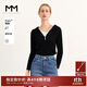 麥檬MM疊穿/松弛/質(zhì)感假兩件連帽針織衫毛衣長(cháng)袖25夏秋新品 黑色 S （110斤以下）