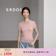 ERDOS【桑蠶絲】春夏圓領(lǐng)翻花真絲短袖修身顯瘦針織女T恤 櫻花粉 175/92A/XL