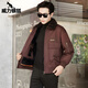 威力銀狐男水貂內膽派克服羊毛翻領(lǐng)皮毛一體皮草海寧可拆卸整貂夾克飛行服 酒紅色 獺兔內膽+羊絨翻領(lǐng) L