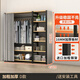 犀利熊開放式衣柜金屬框架落地衣帽間組裝架子鋼架結(jié)構(gòu)家用臥室簡(jiǎn)易衣櫥 D款-黑色-全包款 長(zhǎng)160寬45高200CM