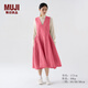 無印良品（MUJI） IDEE 女式 棉麻 刺繡 連體裙 多巴胺裙子GAC76C3A 玫粉色 均碼(165/88A)