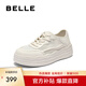 百麗（Belle）透氣網(wǎng)小白鞋女2025夏新商場(chǎng)同款厚底增高休閑鞋D8X1DBM5 米色 37