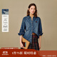 茵曼復古水洗刺繡抓毛牛仔襯衫2025冬女裝新款長袖襯衣 牛仔藍 M