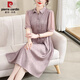 皮爾卡丹（pierre cardin）媽媽夏裝中老年高檔連衣裙女夏季2024新款洋氣質高貴裙子收腰顯瘦 藕色 5XL （建議140-150斤）