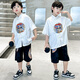 G.DUCKKIDS2025新款夏季國潮個(gè)性圖案套裝男女童時(shí)尚短袖短褲兩件套 白色 120 cm