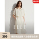 ELLE法式線條感假兩件襯衫式連衣裙女2025春季新款中長款氣質裙子 米白 M