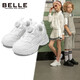 百麗童鞋【免系旋扣】?jì)和\動(dòng)鞋跑步鞋春秋老爹鞋透氣小白鞋白色32