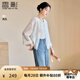 香影新中式輕國風薄款外套女2025夏裝新款刺繡小個子盤扣開衫上衣 米白 S 155/80A/85-95斤