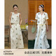 鷺青一原創(chuàng)【事事幽】亞麻重工繡花短袖T恤女夏慵懶風(fēng)半身裙套裝 米色半裙（第二批） M