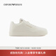 EMPORIO ARMANI/阿瑪尼官方旗艦新款男輕戶(hù)外運動(dòng)休閑牛皮剖層革綁帶小白板鞋 00894-米白色 41