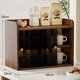 伊思家桌面置物架多層收納架杯子咖啡杯餐桌臺面玻璃杯放置架收納盒 【胡桃-雙層-黑茶門(mén)】