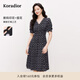 珂萊蒂爾2025夏季新款復(fù)古波點(diǎn)連衣裙女V領(lǐng)短袖經(jīng)典裙子 黑色 L