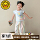 G.DUCKKIDS女童夏裝套裝2025新款洋氣兒童衣服寶寶飛袖防蚊褲兩件套夏季純棉 圖片色 110 (建議身高100cm 4-5歲)cm