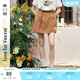 兩三事梵高文藝 左岸琥珀 2025春季新款貼布繡系帶裙褲高腰短褲女 咖色 L