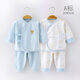 嬰詩(shī)拉貝 新生兒衣服嬰兒內衣套裝純棉初生和尚服寶寶秋衣秋褲春秋打底衣 兩套四季款-皇冠藍組合（兩用襠 59 (建議1-3個(gè)月8-12斤)