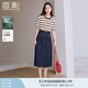 香影a字牛仔半身裙女2025夏裝新款梨形遮胯傘裙中長(zhǎng)款藏青色裙子 藏青 S 155/80A/85-95斤
