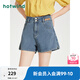 熱風短褲女夏季新款女士休閑時尚辣妹顯瘦高腰牛仔熱褲 06蘭色 27