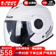 LS2摩托車(chē)頭盔帽檐四分之三雙鏡片電動(dòng)復古透氣四季男女OF570 閃光白 XL（建議57-58頭圍）