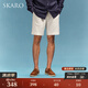 SKARO【250G棉麻】新款雙褶休閑短褲男舒適透氣抽繩五分褲2025夏 白色SKB293 L