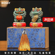BOSSY故宮風(fēng)文創(chuàng)招財石獅子一對好事發(fā)生創(chuàng)意工藝品擺件公司個人伴手禮 好事發(fā)生一對【彩金】+底座+禮盒