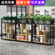 喆威 屏風(fēng)隔斷辦公室隔斷柵欄餐飲置物架圍欄矮隔斷精品花架展示架 長100深29高110cm(黑架+淺胡桃) 送貨上門