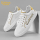 卡賓小白鞋休閑鞋男鞋輕奢板鞋網(wǎng)面透氣舒適低幫潮鞋新款 白色 38 比運動(dòng)鞋偏大一碼