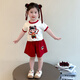 哈羅小黃鴨（G.DUCKKIDS）女童哪吒套裝夏季2025新款哪咤兒童洋氣衣服女寶寶短袖夏裝兩件套 哪咤套裝 90 cm 【建議身高85cm左右】