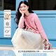香影（xiangying）粉色針織開衫外套女2025春裝新款立體花朵上衣鏤空溫柔風(fēng)毛衣 粉紅 M