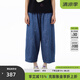幻走（MOVEUP）2025夏季新款.FUN系列純棉丈根腰繡花章仔牛仔直筒褲女 牛仔藍(lán) S