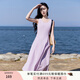 香影【防曬】白色背心無袖連衣裙女裝2025夏季新款內(nèi)搭長裙小白裙 紫色L85S044 （非防曬） L