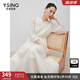 衣香麗影白色重工刺繡連衣裙女2025年春裝新款歐根紗韓系約會裙子 米色 L