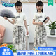 迪士尼（Disney）女童夏裝t恤兒童套裝2025新款夏季國風(fēng)漢服中式短袖童裝女衣服 女孩夏天半袖上衣+裙褲子 140 cm