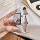 格匯品牌原裝適用蘋(píng)果S10表帶applewatch9/8/7真皮蝴蝶扣腕帶Ultra2/1 荔枝紋蝴蝶扣皮帶【白色】 適用iwatch10【42MM表盤(pán)】