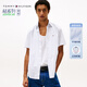 TOMMY HILFIGER【輕松感】25夏季男純棉府綢休閑純色條紋中性簡(jiǎn)約短袖襯衣襯衫男 【條紋府綢】白藍(lán)條紋0A4 M （推薦：135-150斤）