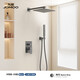 九牧JOMOO入墻暗裝花灑套裝數顯恒溫全銅入墻式隱藏預埋熱熔嵌入式瀑布花灑 槍灰色雙功能-冷熱