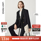 朗姿OL風(fēng)羊毛西裝女冬季新款職業(yè)正裝氣質(zhì)通勤西服外套女 夜幕黑色 L