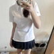 樂(lè)卡利jk制服收腰短袖POLO衫女夏季學(xué)院風(fēng)百搭T恤校供感襯衫運(yùn)動(dòng)班服 白色M 建議90-105斤 M