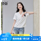 歐莎（OSA）純色V領(lǐng)短袖T恤女2025夏季新款捏褶設(shè)計修身顯瘦正肩上衣薄款 白色 M