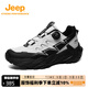 Jeep吉普男鞋2025新款春夏季戶(hù)外防滑減震登山鞋透氣運動(dòng)鞋輕便跑步鞋 黑白 42