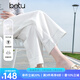 百圖betu女裝2025夏季新款牛仔闊腿褲高腰顯瘦純棉九分褲褲子2505X14 白色 M