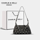 CHARLIE&KELLI品牌 CK輕奢包包女款2026年單肩包字母裝飾腋下包斜挎包七夕禮物 黑色【禮袋發(fā)貨 代寫(xiě)賀卡】
