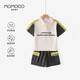 瑪米瑪卡男童套裝夏季兒童時(shí)尚撞色兩件套 杏色  120 
