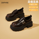 達芙妮真皮厚底樂(lè )福鞋2026春季新款百搭單鞋小個(gè)子增高英倫風(fēng)小皮鞋 棕色 【純色小頭】 36
