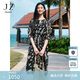 玖姿·安娜蔻玖姿安娜蔻優(yōu)雅印花雪紡收腰連衣裙2025夏季新款 花黑 XL 
